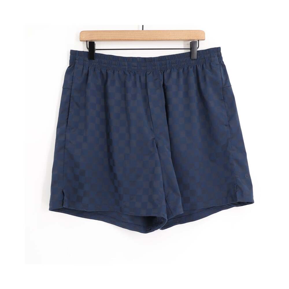Lululemon Men's Sz XL Checkerboard Satin Linerless Shorts 7" Inseam Club Blue